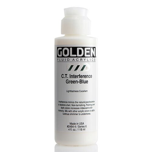 Golden, Fluid Acrylic, Paint, 4oz, Interference Green Blue